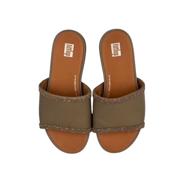FitFlop Gracie Opul-Trim Leather Slides Sandals - Picture 3 of 11
